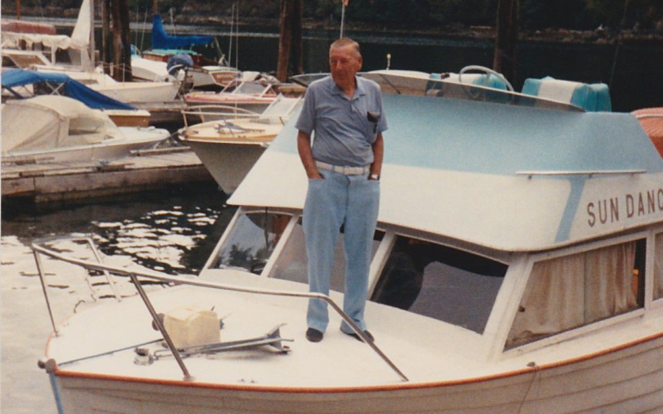 Man standing on an old boat