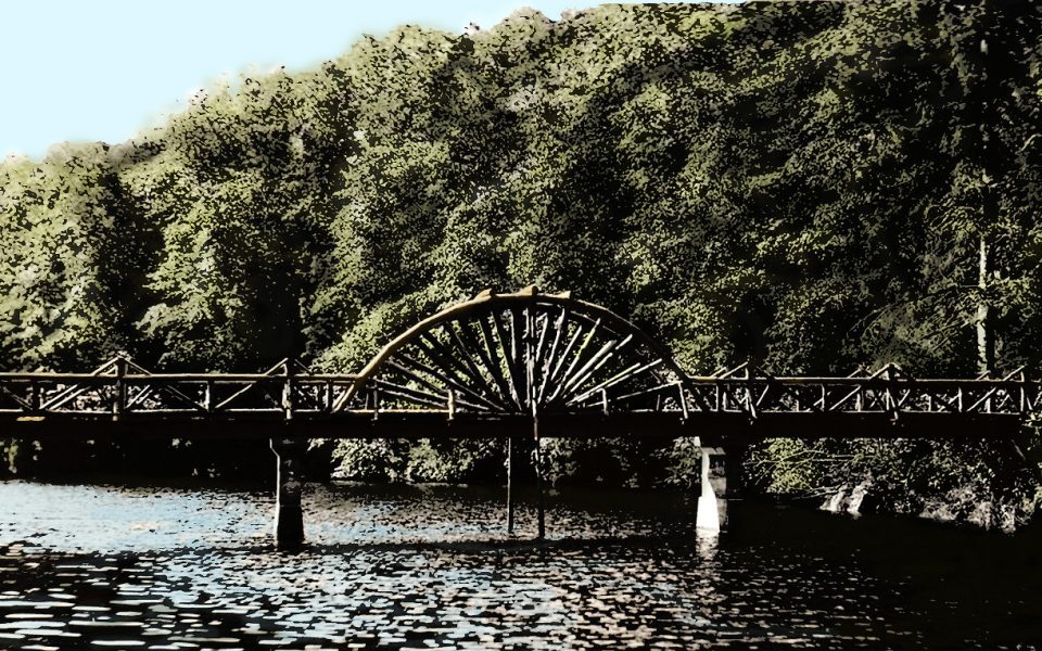 Old bridge crossing a lagoon