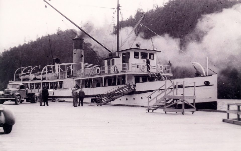 Old steamship docking